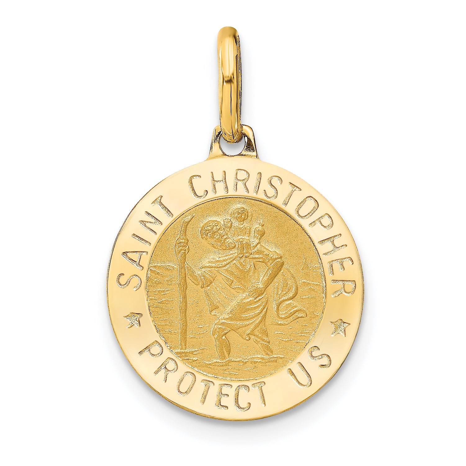 14k Polished and Satin Round St. Christopher Pendant Main image
