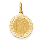 14k Polished and Satin Round St. Christopher Pendant
