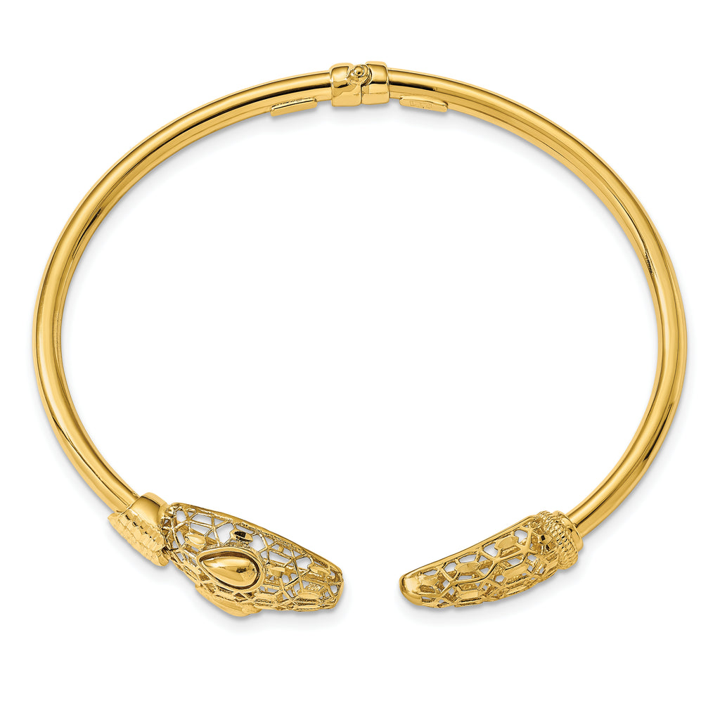 14k Polished Snake Hinged Bangle
