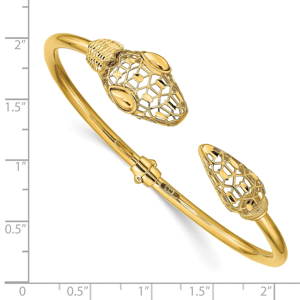 14k Polished Snake Hinged Bangle