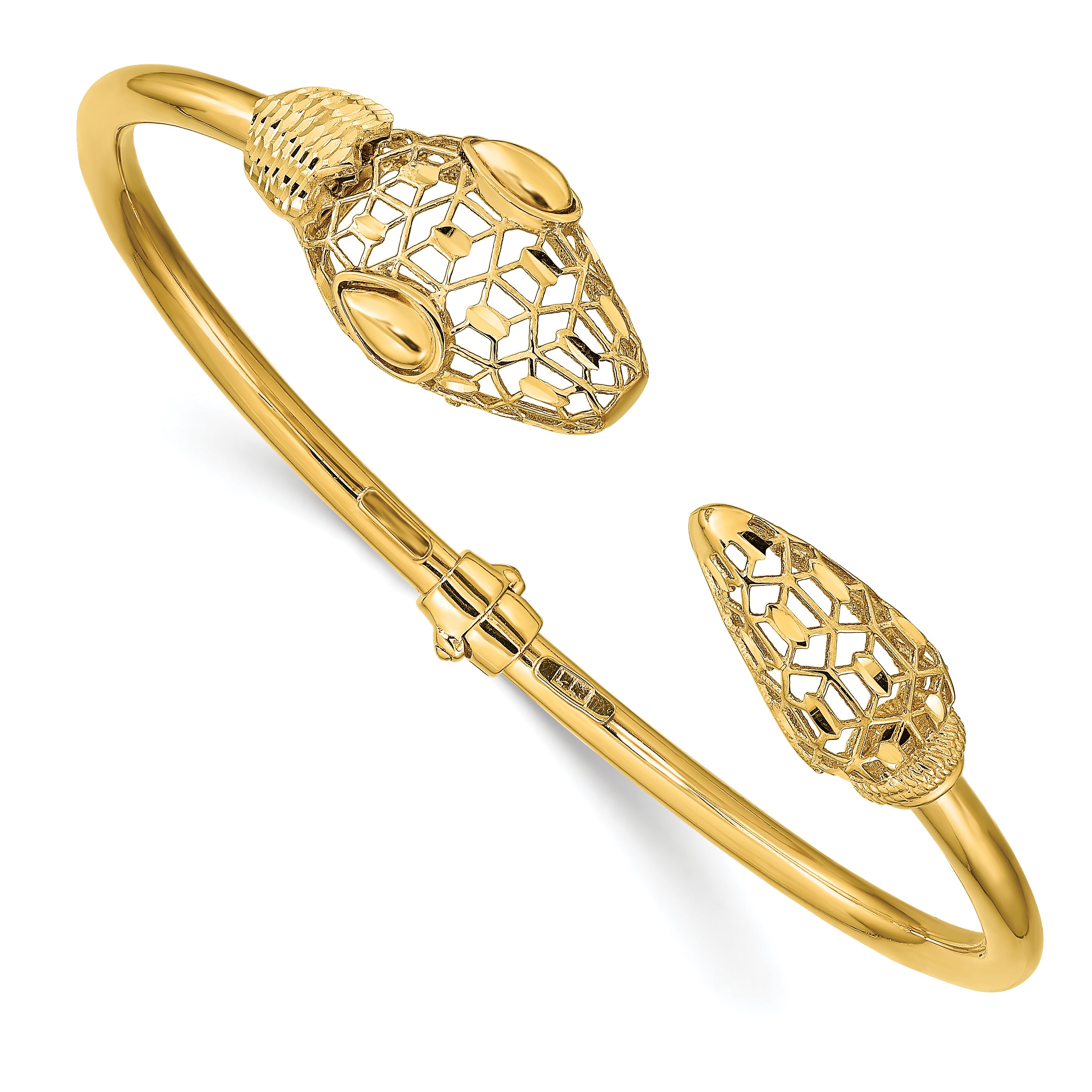 14k Polished Snake Hinged Bangle Main image
