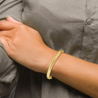 14k Polished and Diamond-cut Hinged Bangle