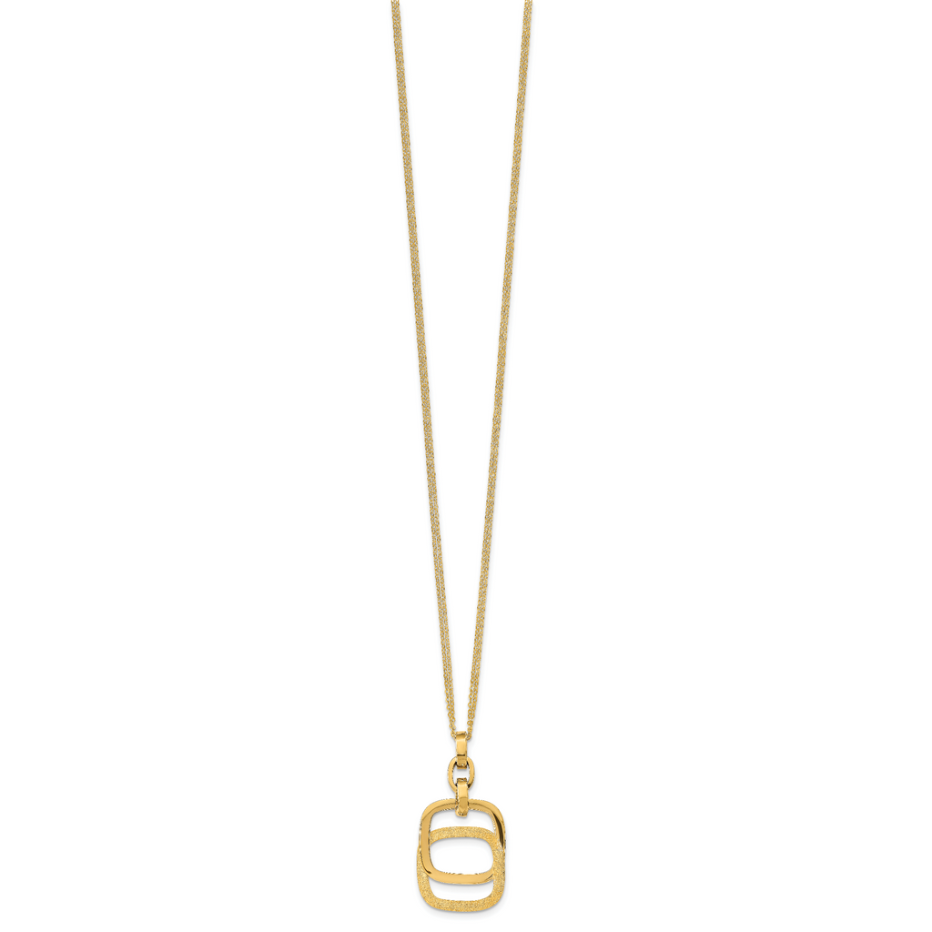 14k Polished and Brushed Double-strand Necklace