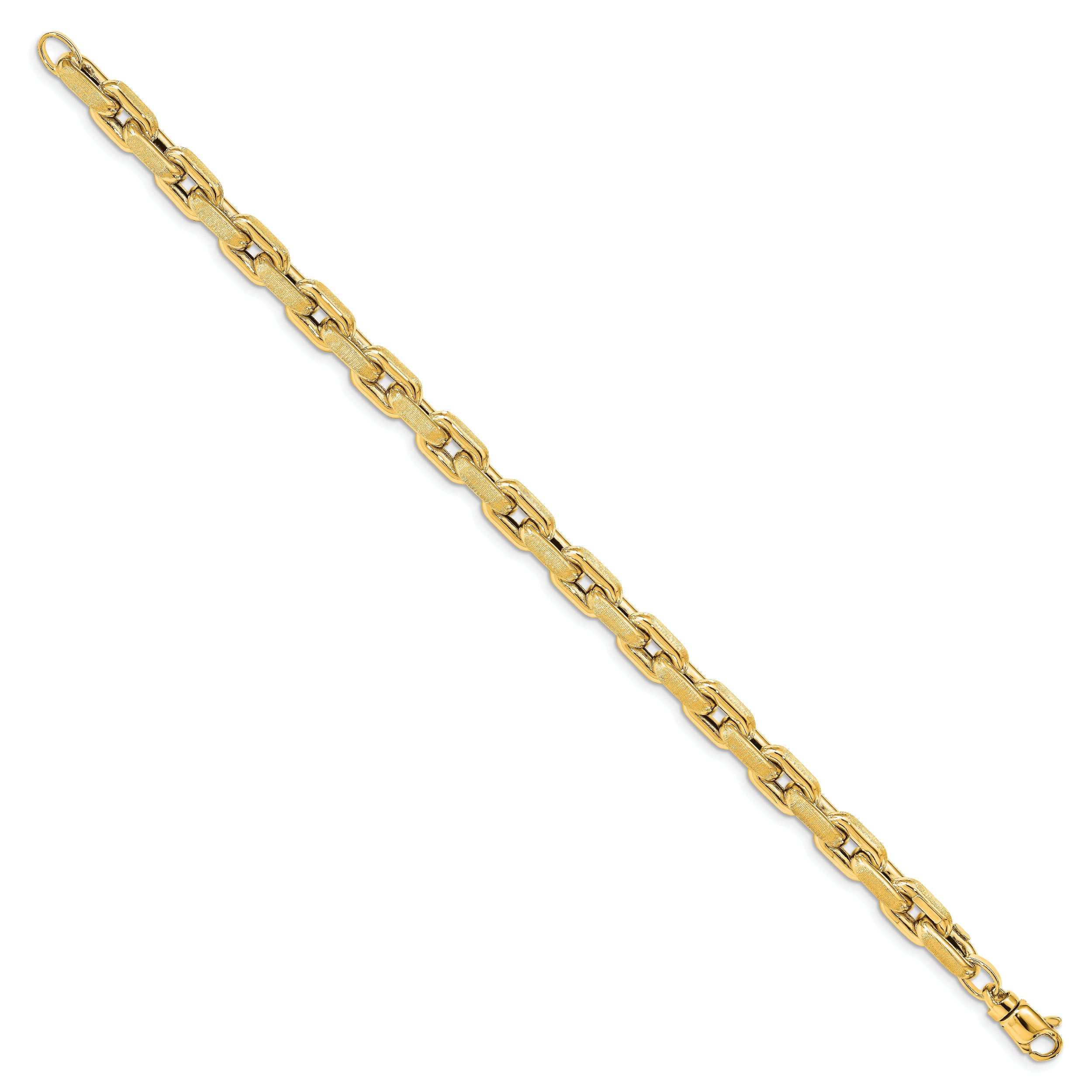 14k Polished and Textured Fancy Link Bracelet