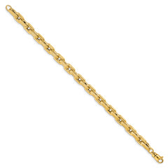 14k Polished and Textured Fancy Link Bracelet