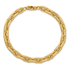 14k Polished and Textured Fancy Link Bracelet
