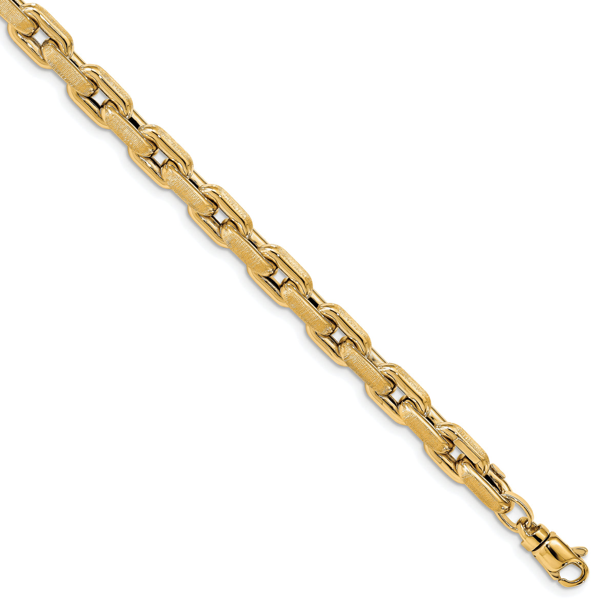 14k Polished and Textured Fancy Link Bracelet