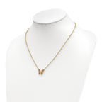 14K Polished D/C w/ Pink Enamel Butterfly Necklace