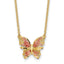14K Polished D/C w/ Pink Enamel Butterfly Necklace