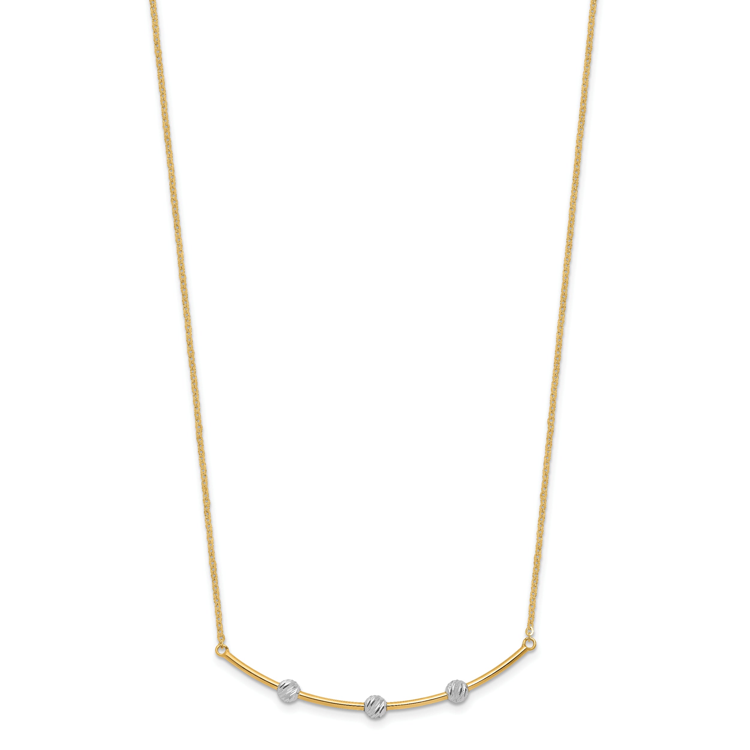 14K Two-tone D/C Bar Necklace