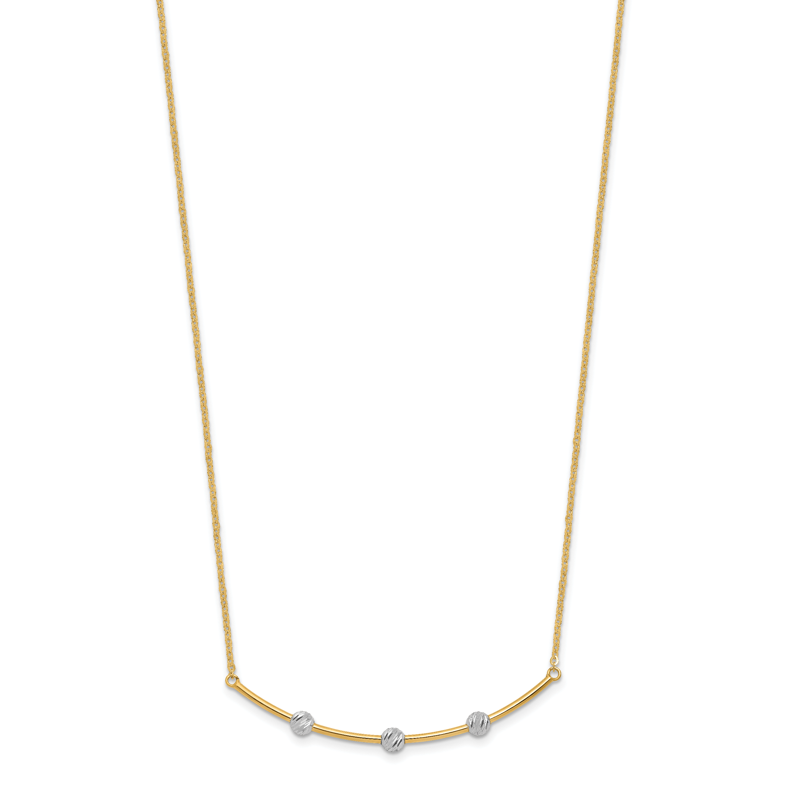 14K Two-tone D/C Bar Necklace Secondary image