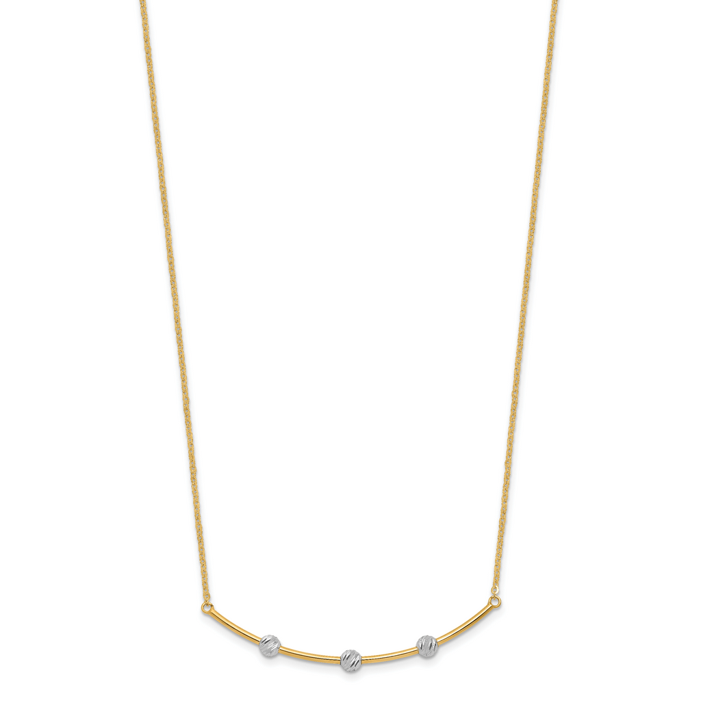 14K Two-tone D/C Bar Necklace