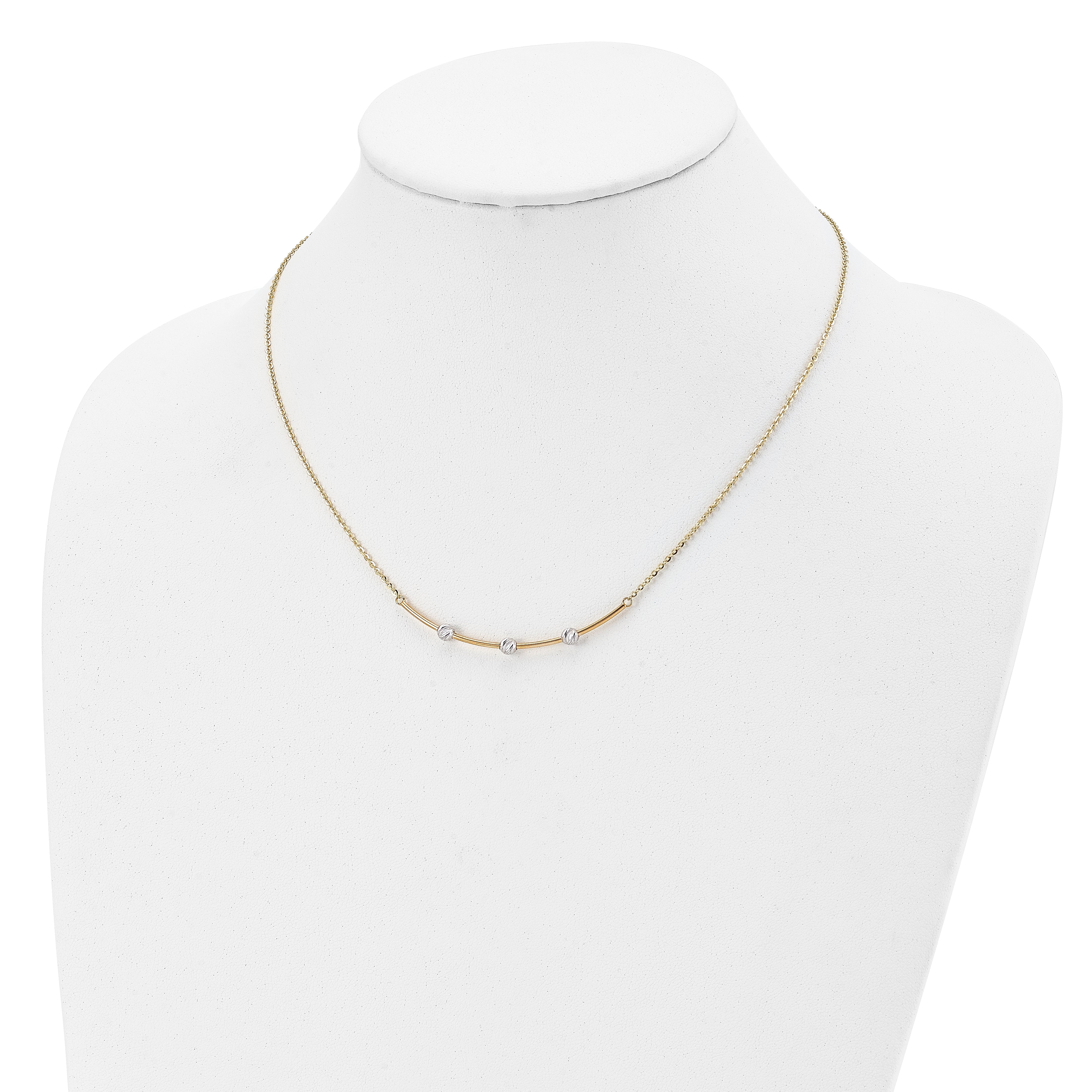 14K Two-tone D/C Bar Necklace