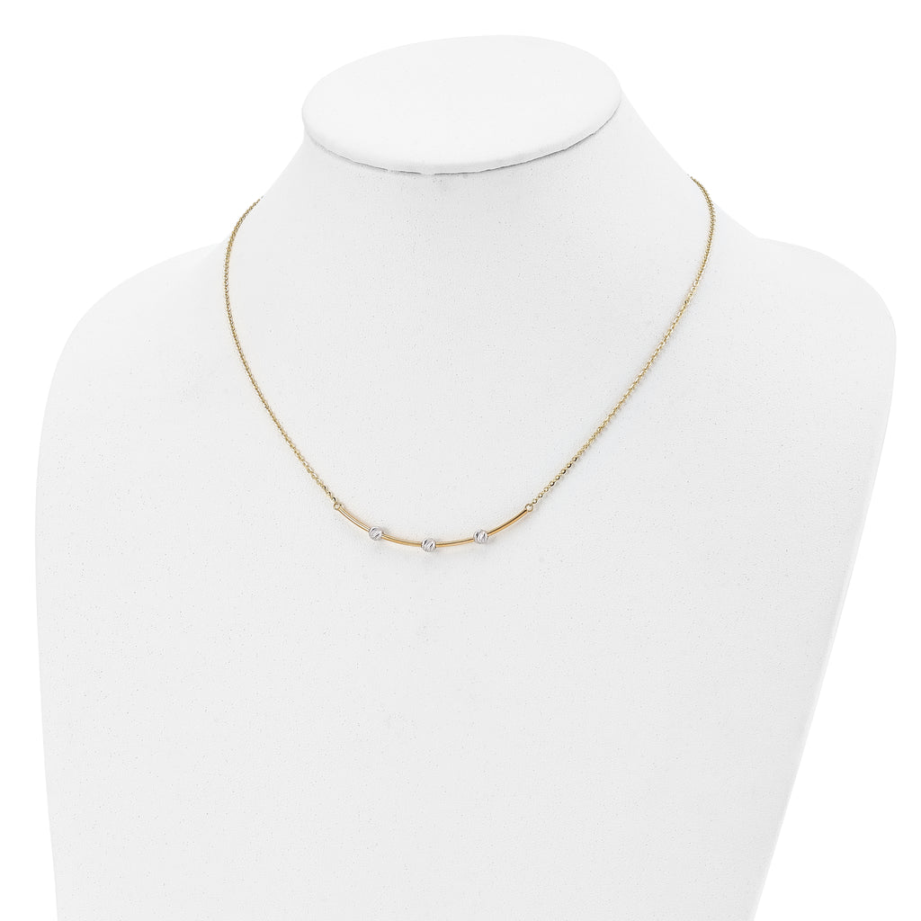 14K Two-tone D/C Bar Necklace