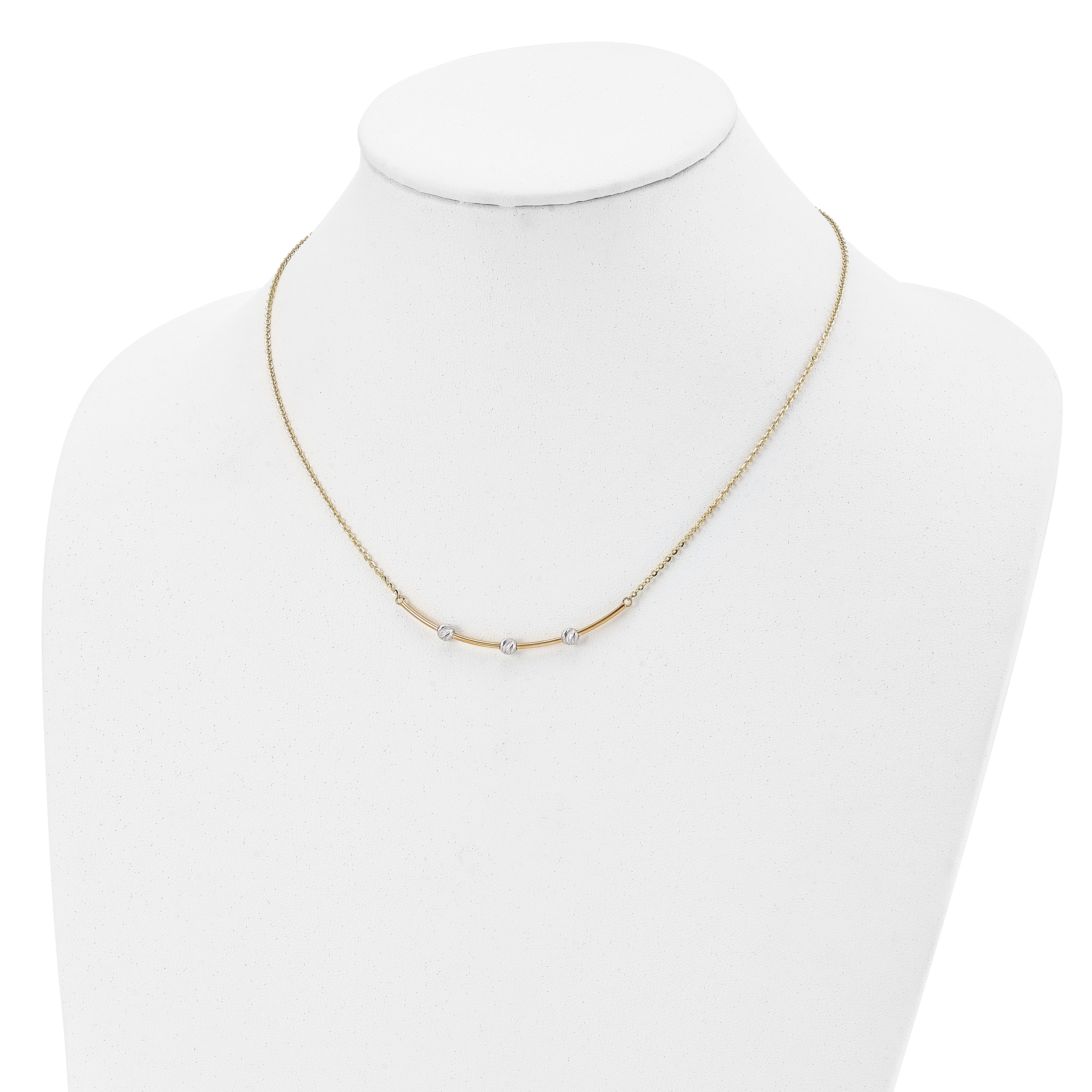 14K Two-tone D/C Bar Necklace