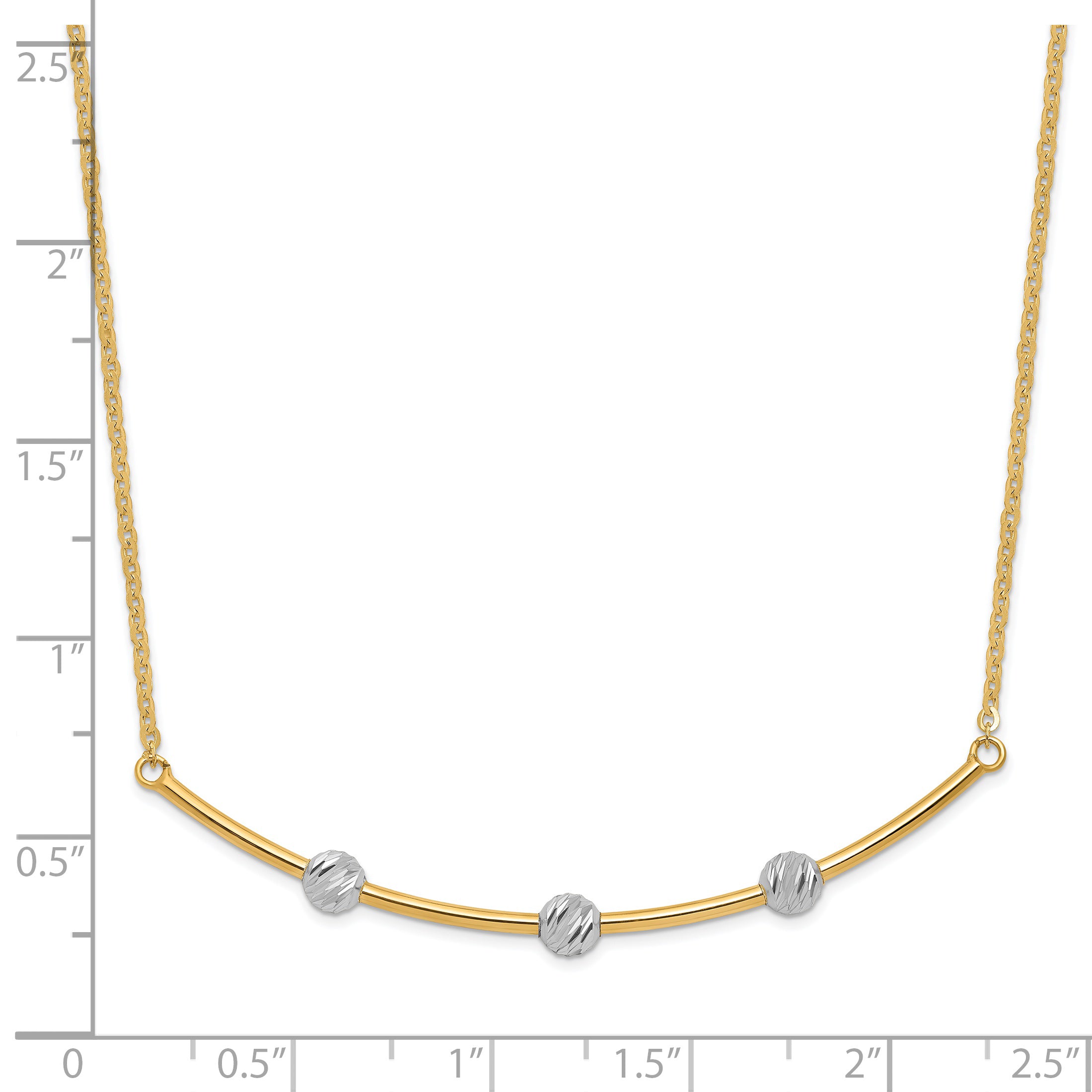 14K Two-tone D/C Bar Necklace