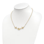 14K Polished Filigree 3-Butterfly Bar Necklace