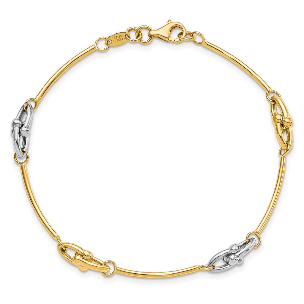 14K Two-tone Polished Bracelet