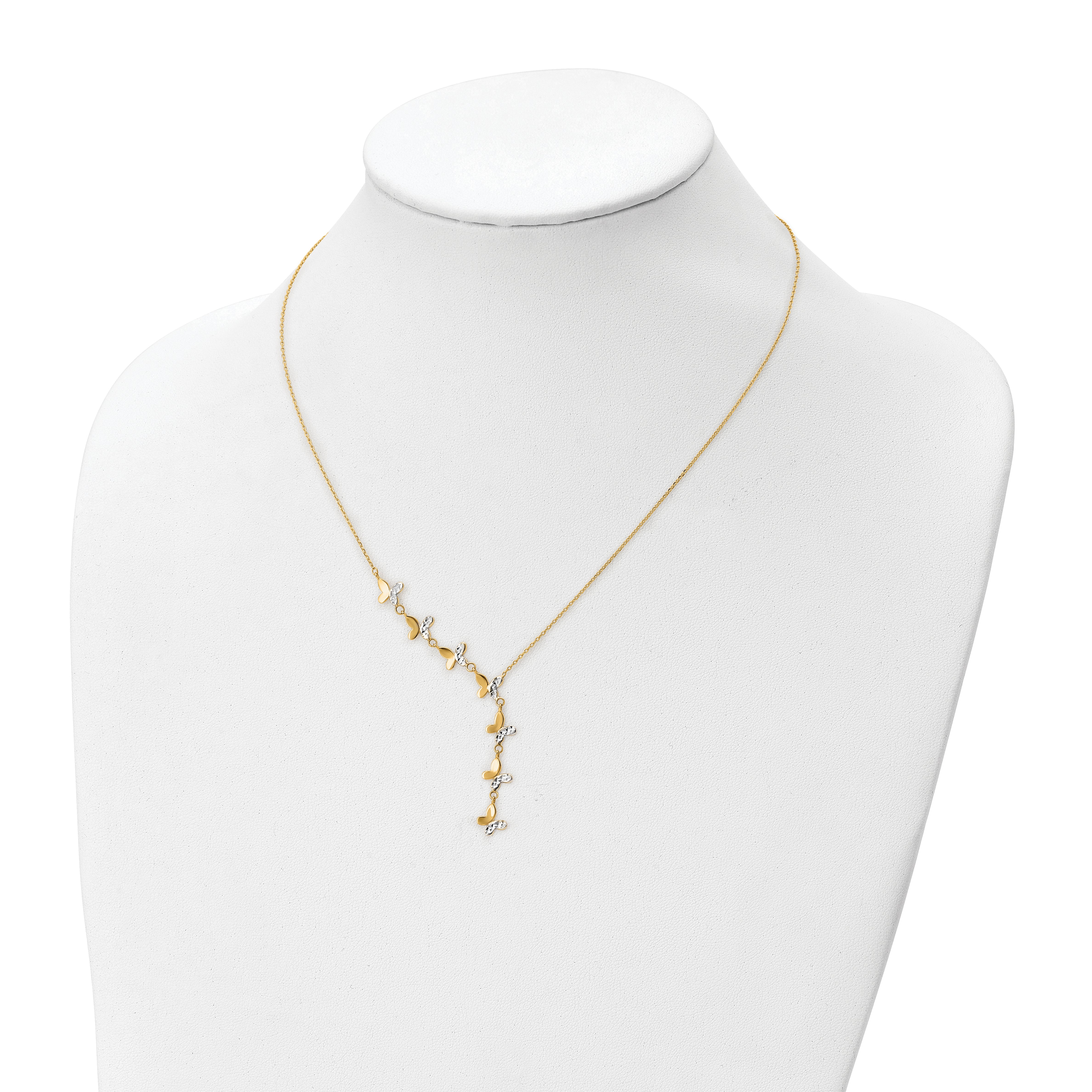 14K Rhodium-plated Polished D/C Butterfly Necklace