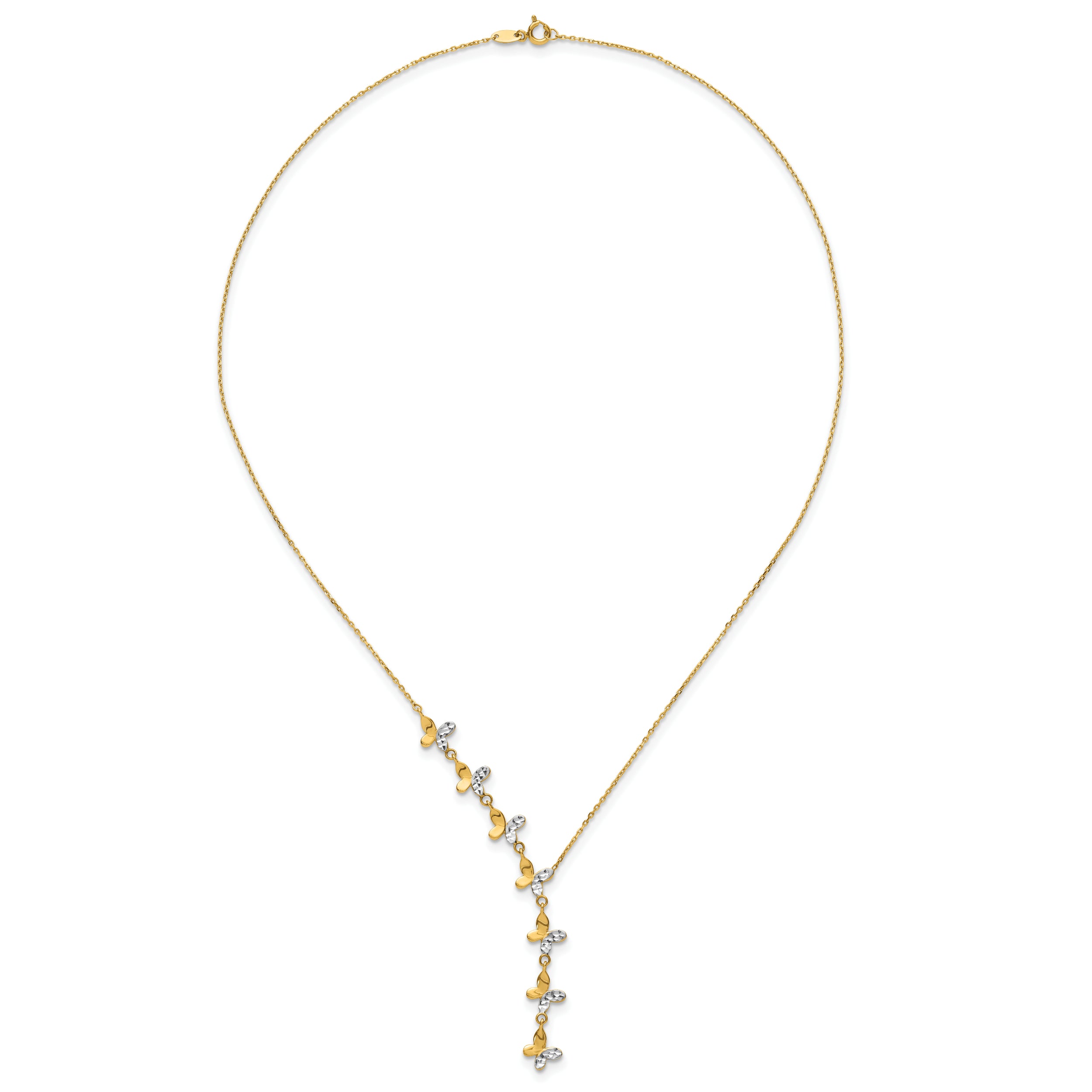 14K Rhodium-plated Polished D/C Butterfly Necklace