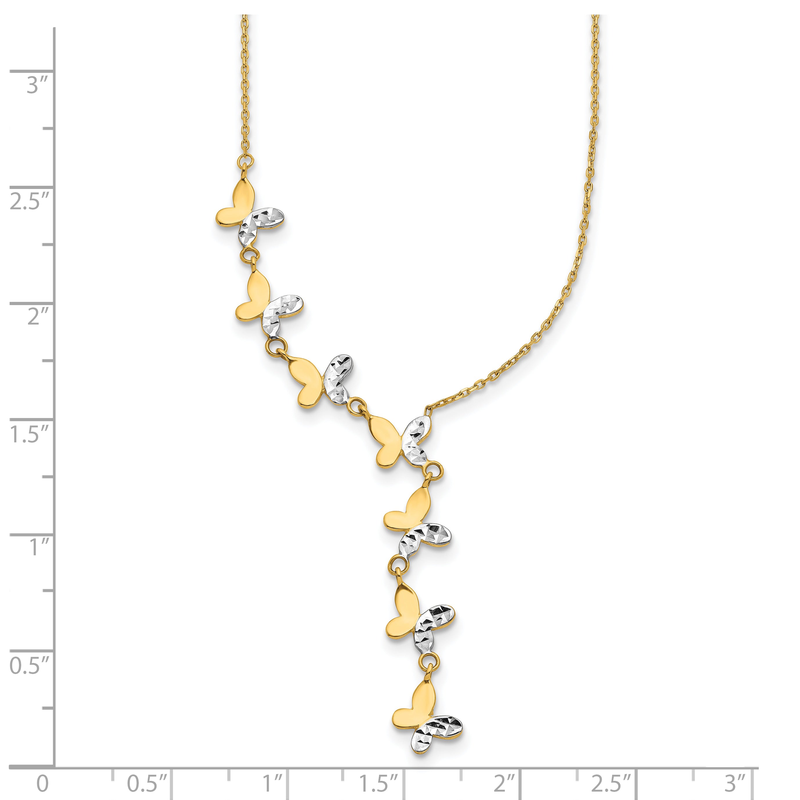 14K Rhodium-plated Polished D/C Butterfly Necklace
