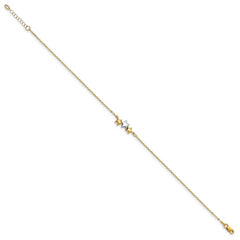14K Two-tone Polished Star w/1in ext Anklet