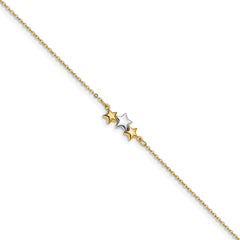 14K Two-tone Polished Star w/1in ext Anklet