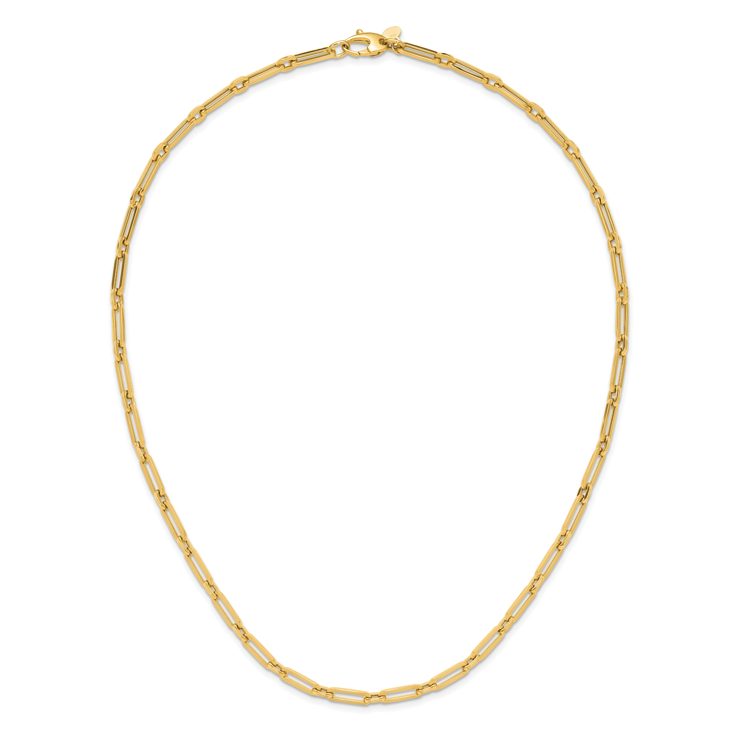 14K Polished Flat Oval Link Necklace