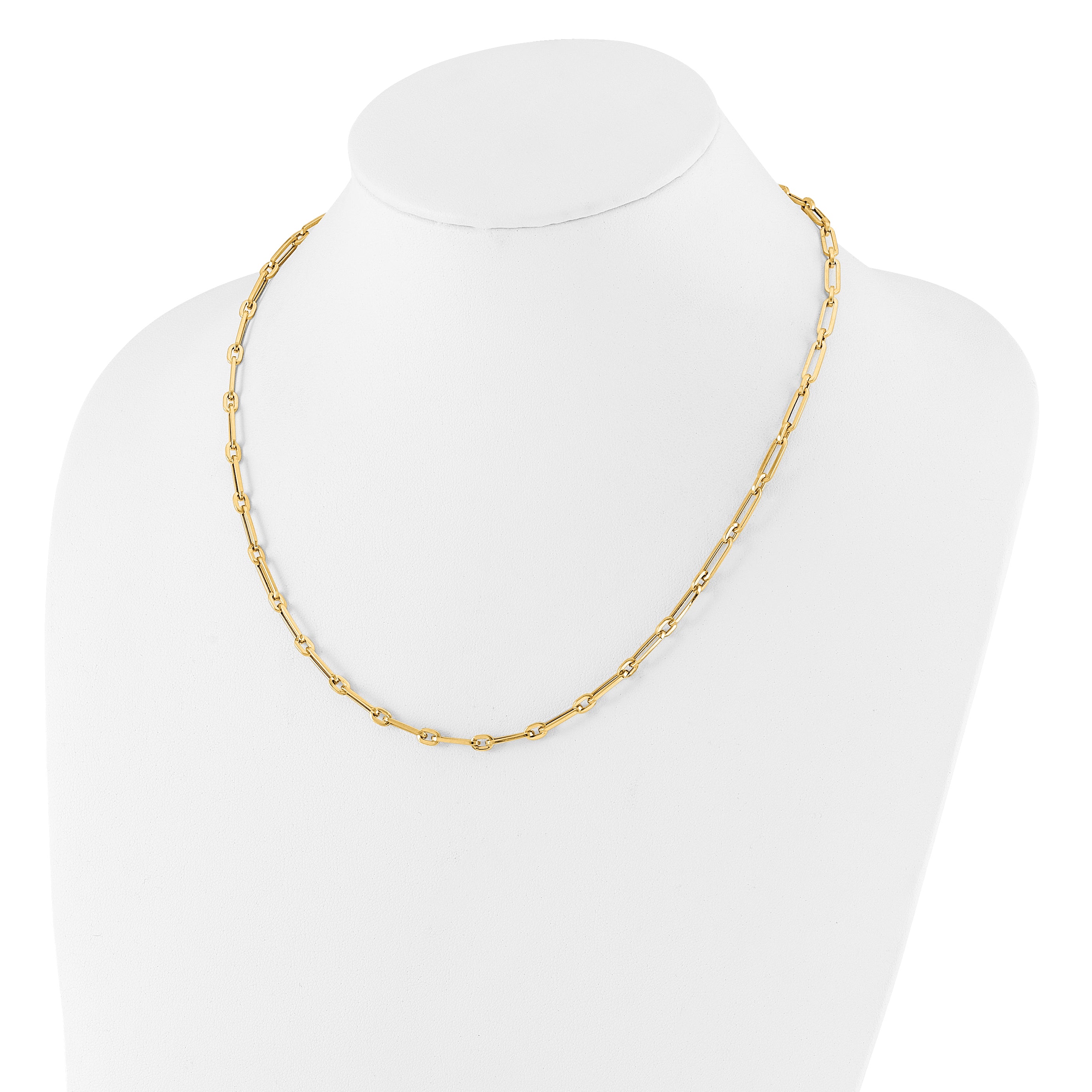 14K Polished Flat Oval Link Necklace