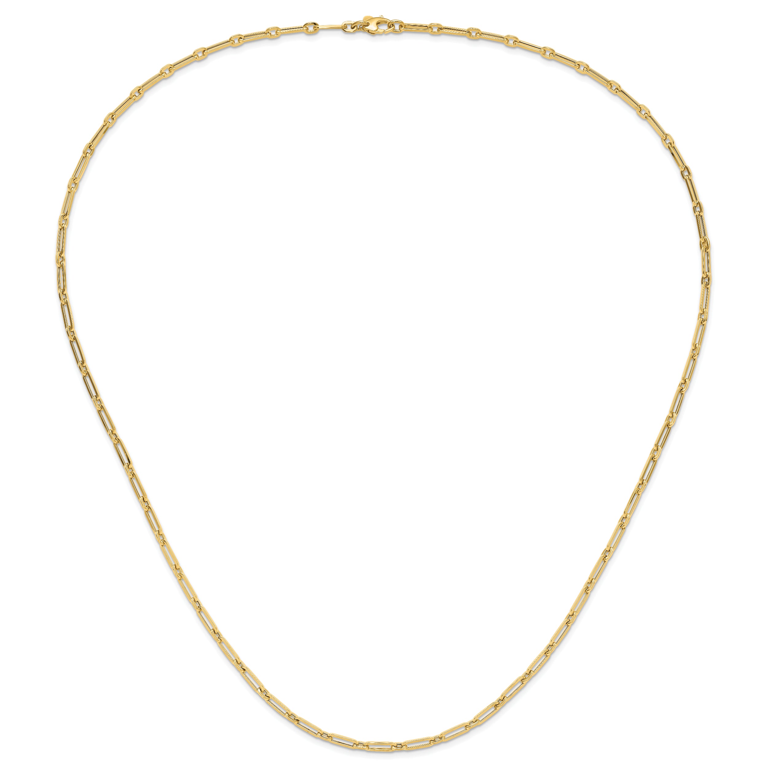 14K Polished Flat Oval Link Necklace