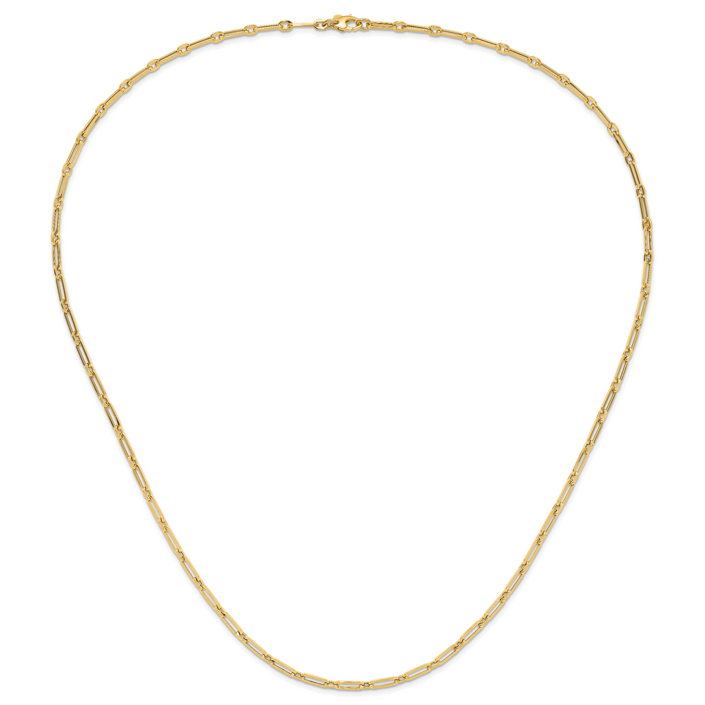 14K Polished Flat Oval Link Necklace