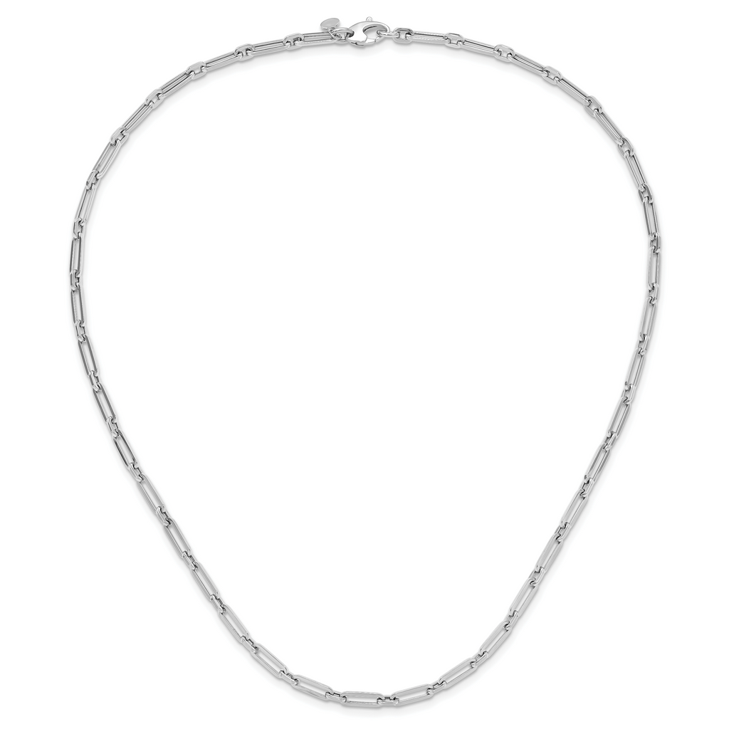 14K White Gold Polished Flat Oval Link Necklace