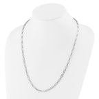 14K White Gold Polished Flat Oval Link Necklace