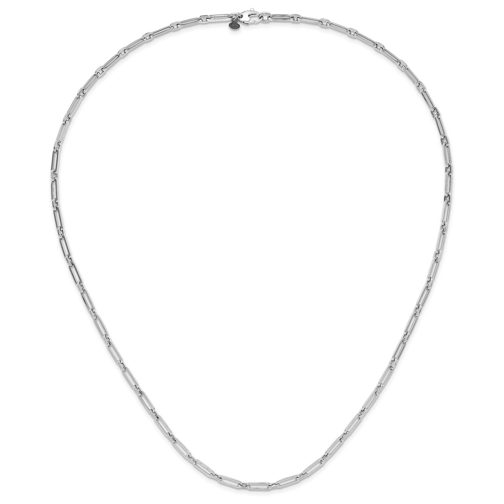 14K White Gold Polished Flat Oval Link Necklace