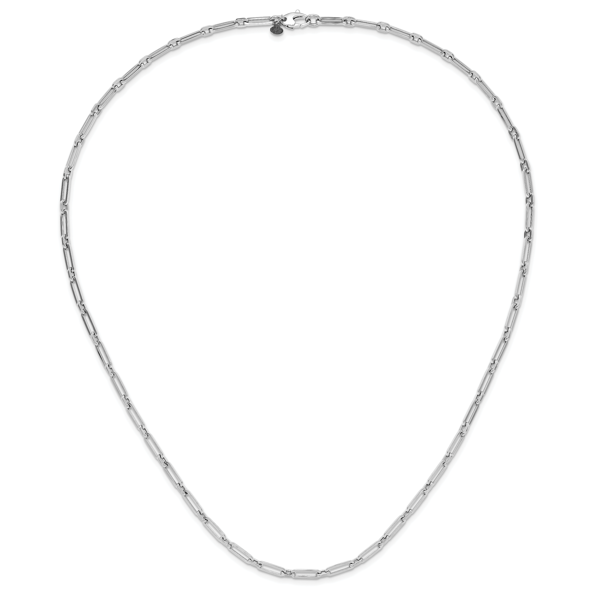 14K White Gold Polished Flat Oval Link Necklace