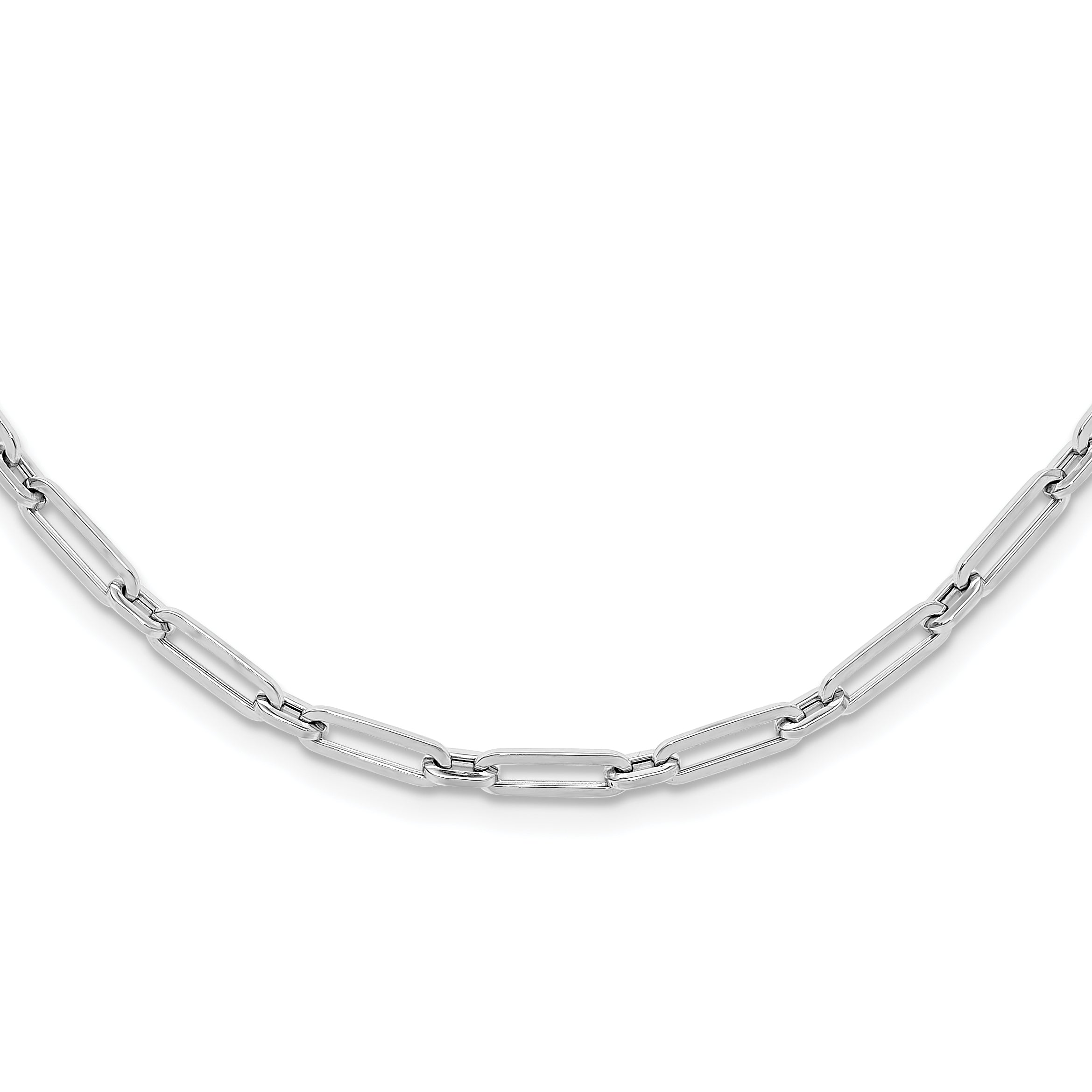 14K White Gold Polished Flat Oval Link Necklace Main image