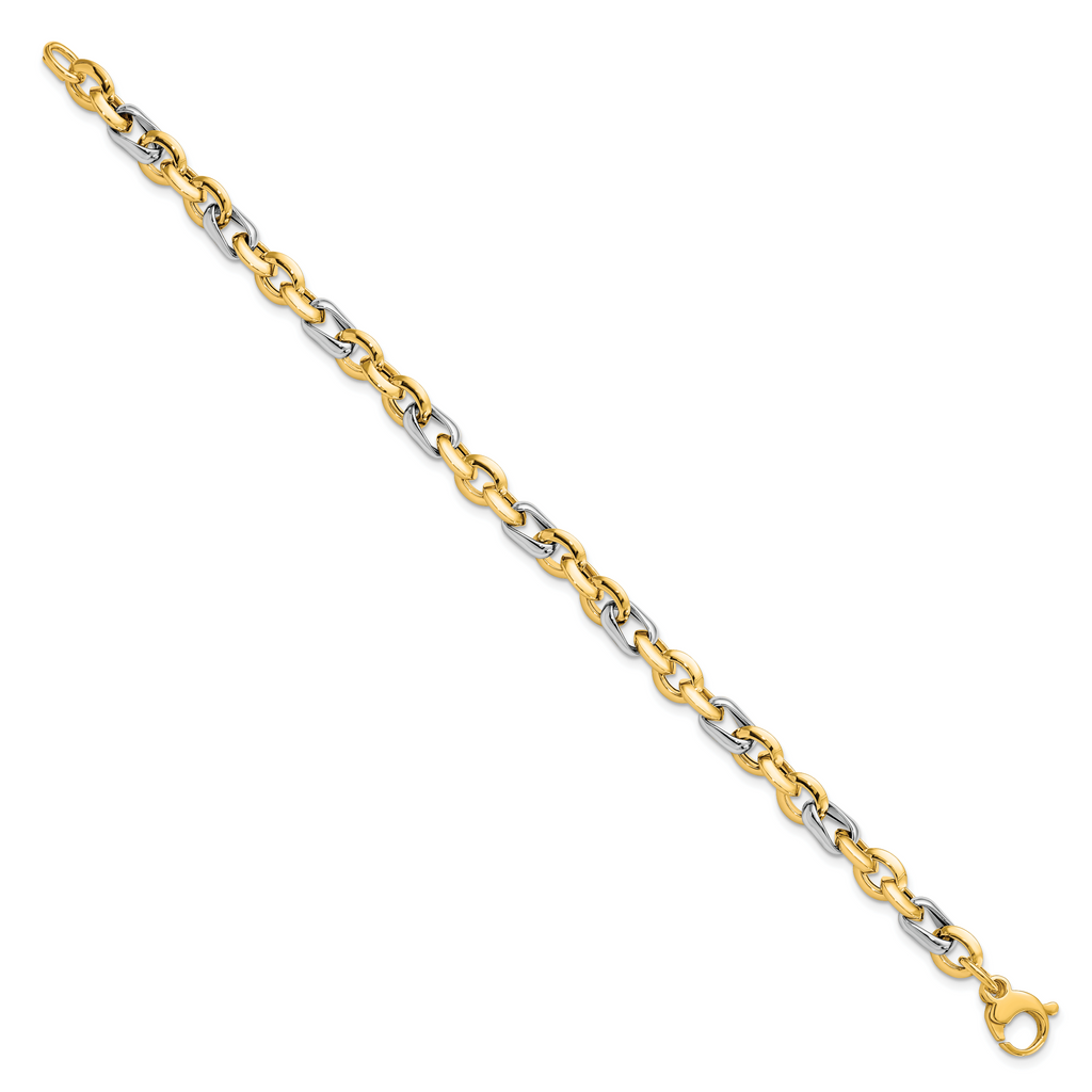 14K Two-tone Polished Fancy Link Bracelet