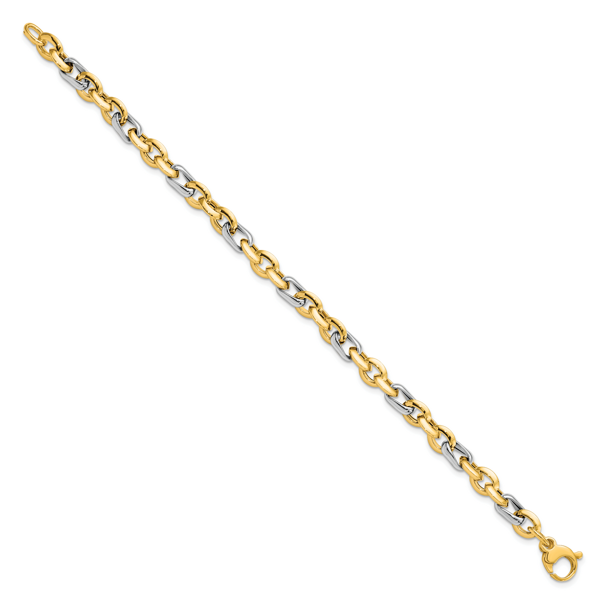 14K Two-tone Polished Fancy Link Bracelet