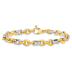 14K Two-tone Polished Fancy Link Bracelet