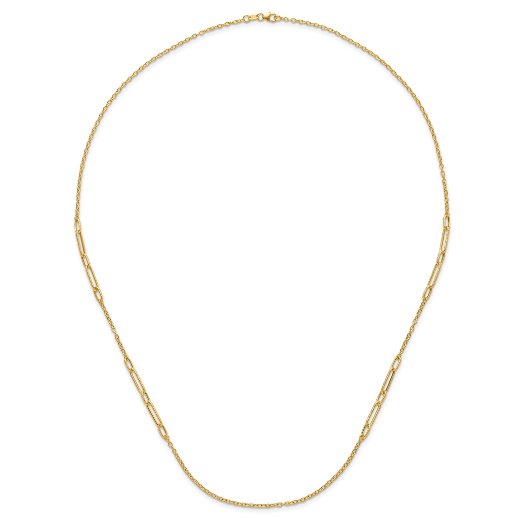 14k Polished Textured Necklace