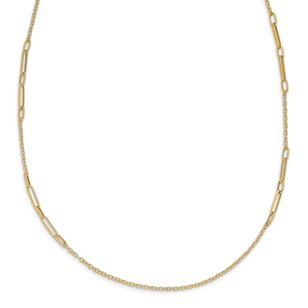 14k Polished Textured Necklace