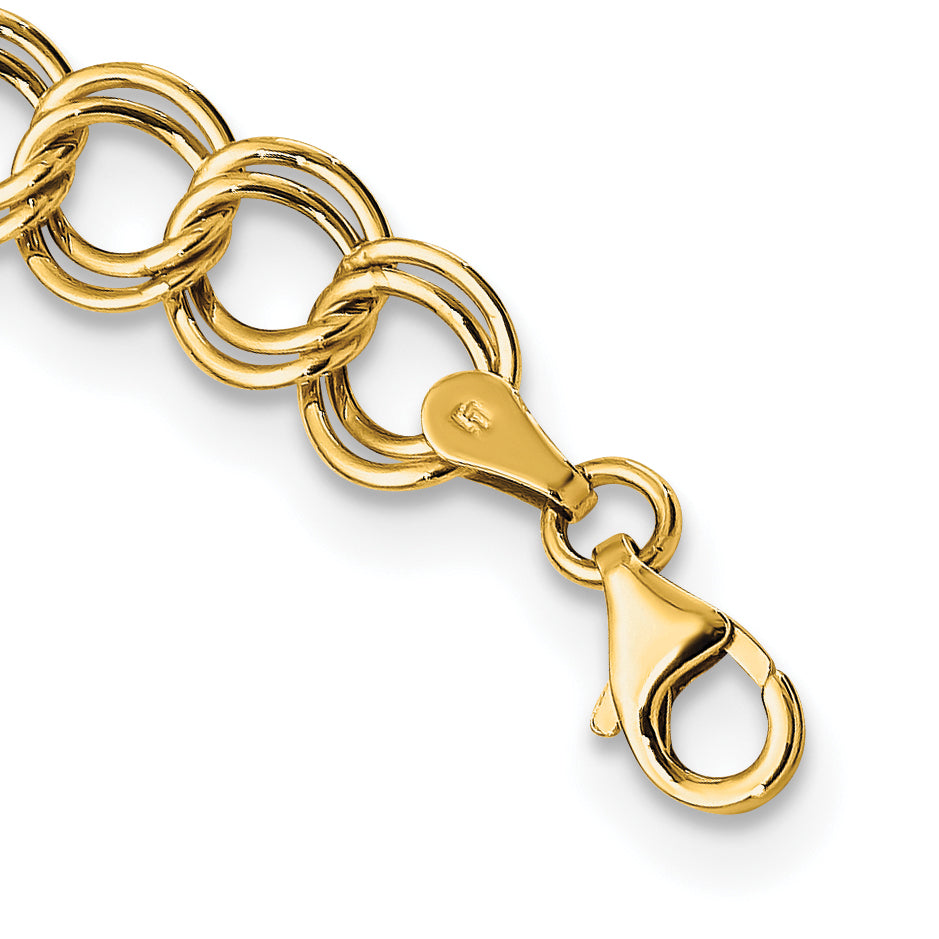 14K Polished Graduated Double Link Necklace