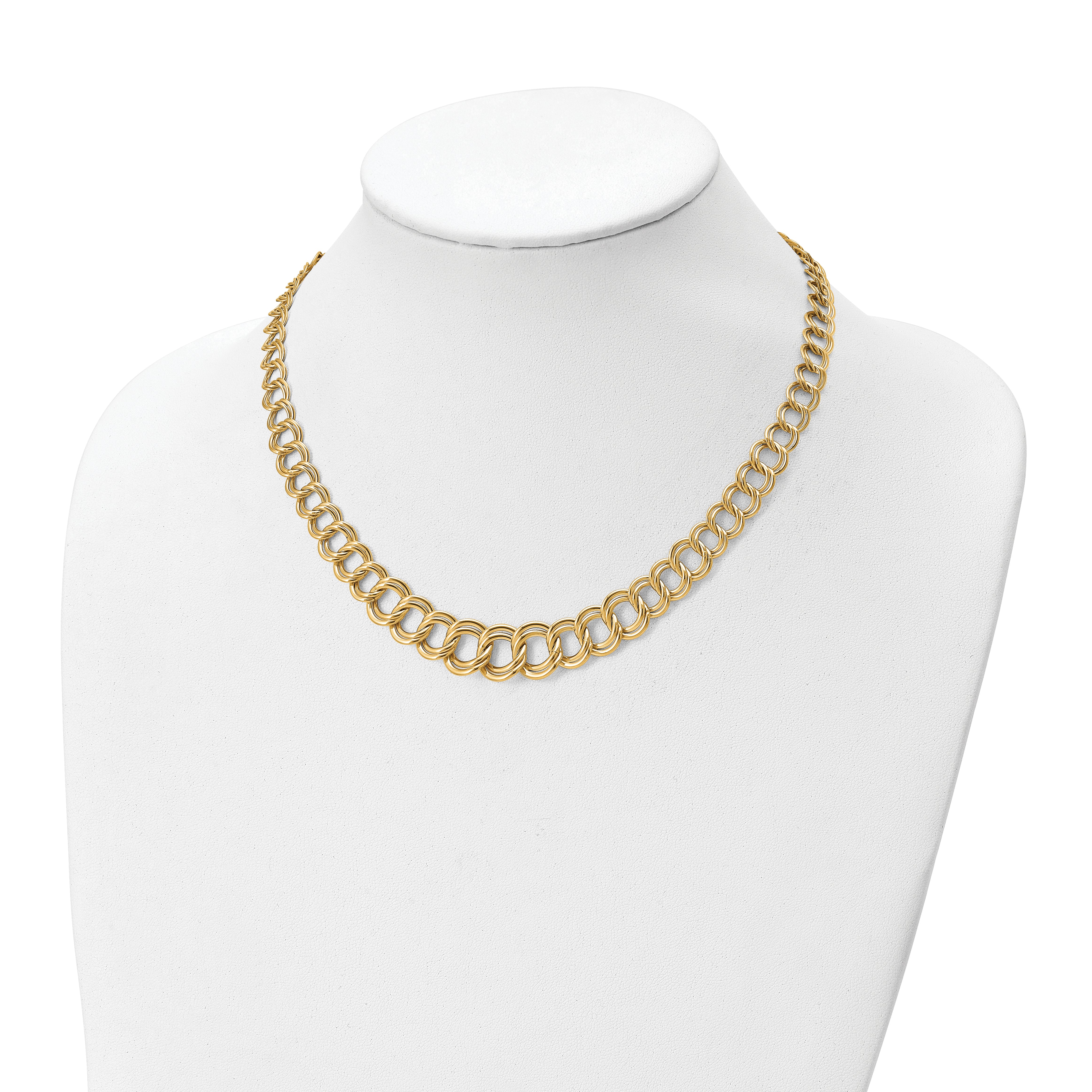 14K Polished Graduated Double Link Necklace