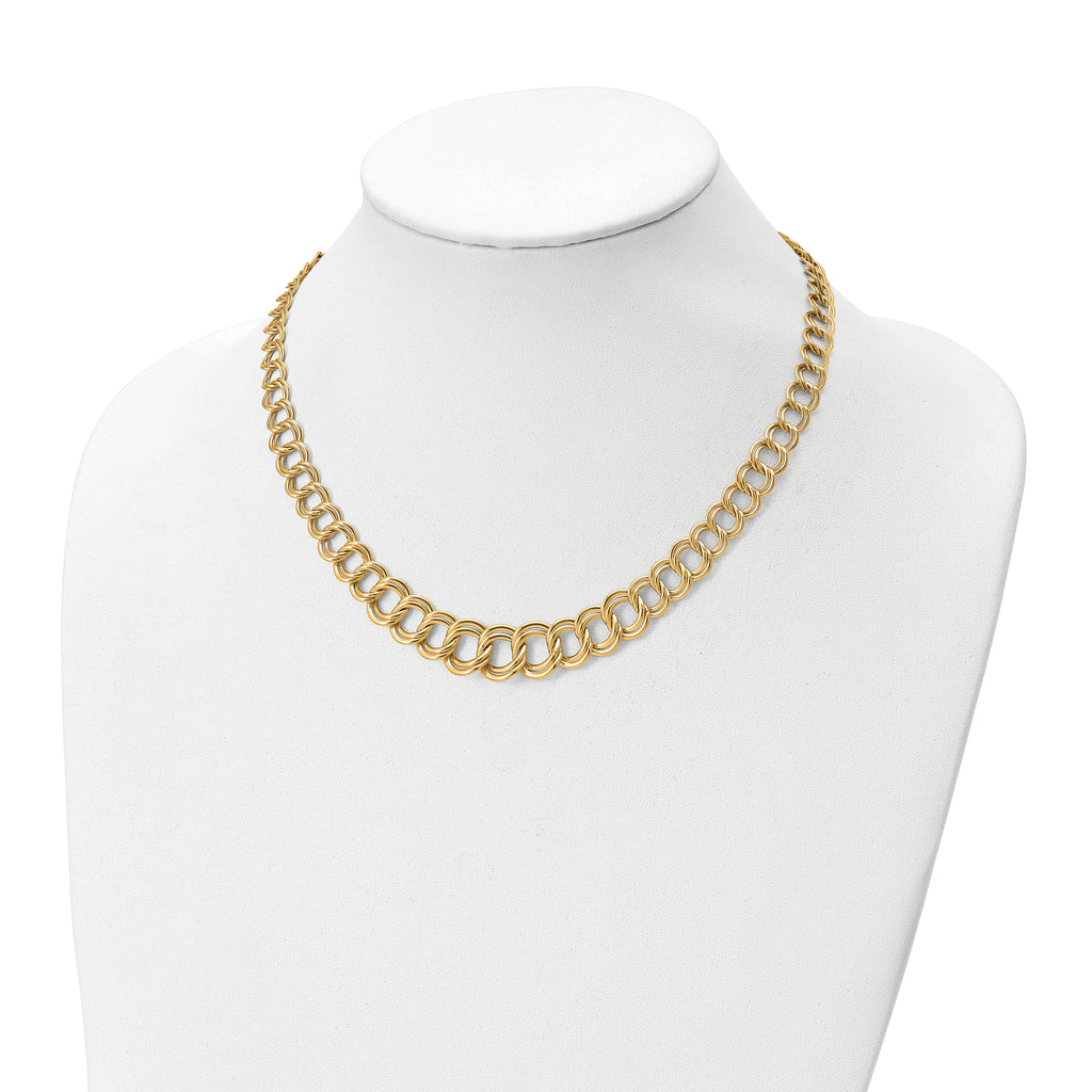 14K Polished Graduated Double Link Necklace