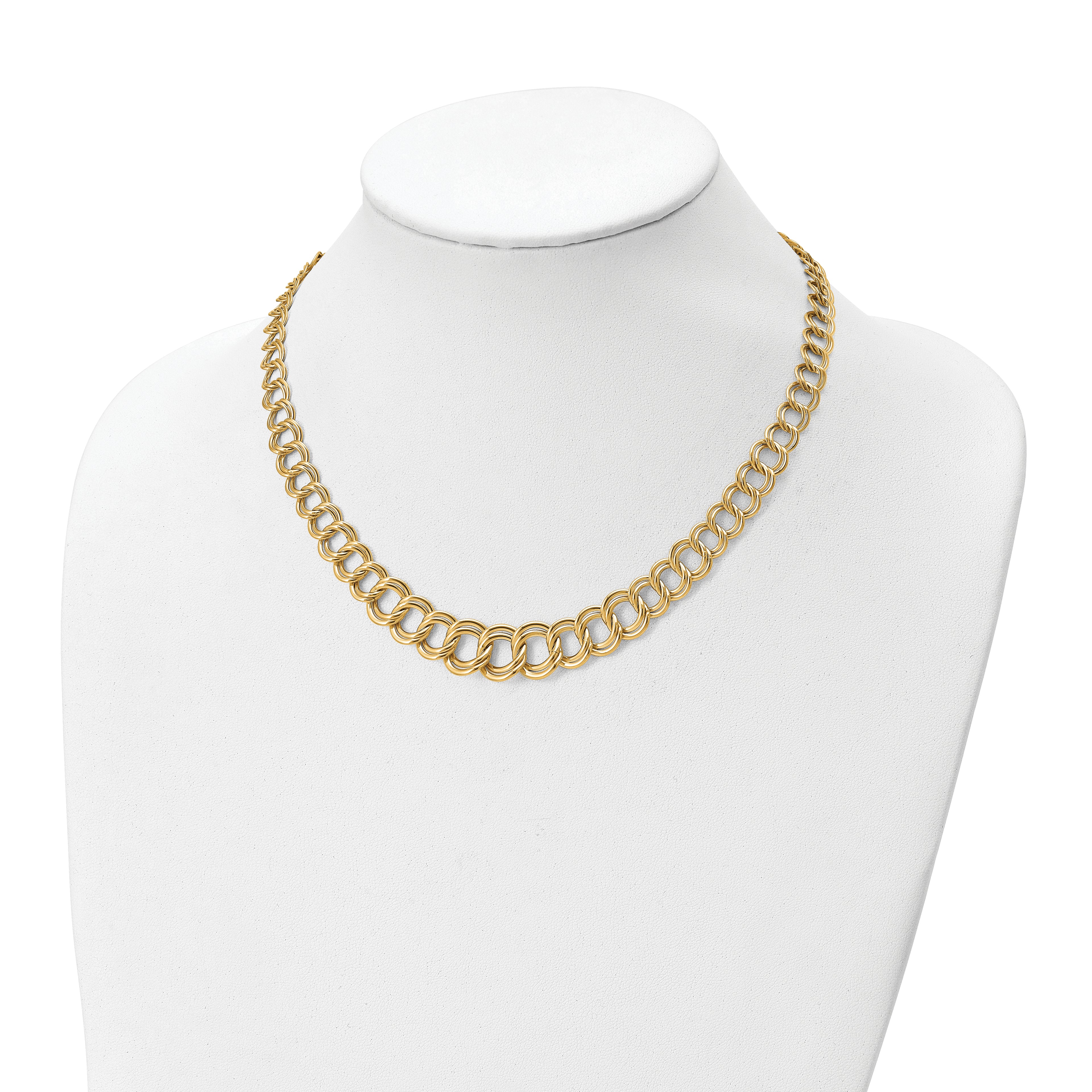14K Polished Graduated Double Link Necklace