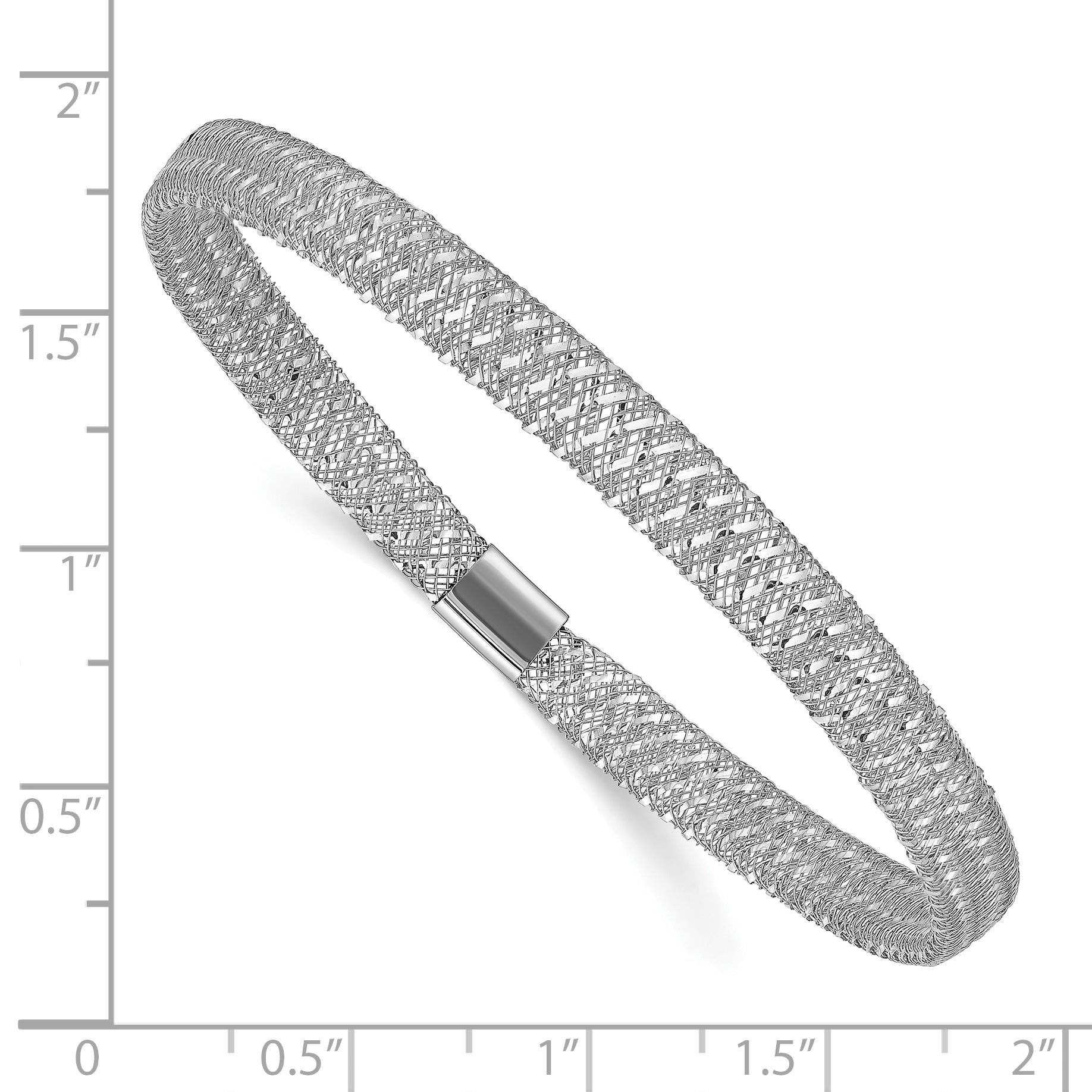 14k w/White Rhodium-plating Stretch Bangle
