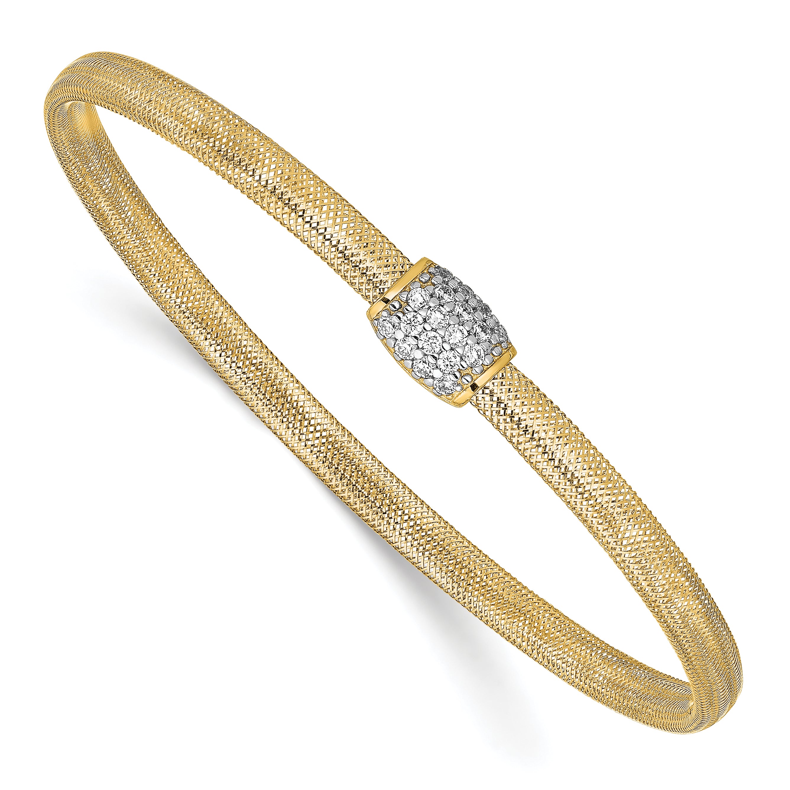 14K CZ Polished Stretch Bangle Secondary image