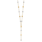 14K Two-Tone  Polished Adjustable Beaded Y-Drop Necklace