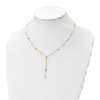 14K Two-Tone  Polished Adjustable Beaded Y-Drop Necklace