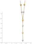 14K Two-Tone  Polished Adjustable Beaded Y-Drop Necklace